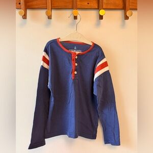 Crewcuts Navy and Red Long Sleeve Tee